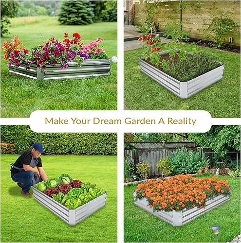 Miniatura 38 de Sunnydaze Cama de jardín de metal elevada de 11.75 pulgadas de alto, cama de jardín elevada galvanizada para exteriores para verduras y flores