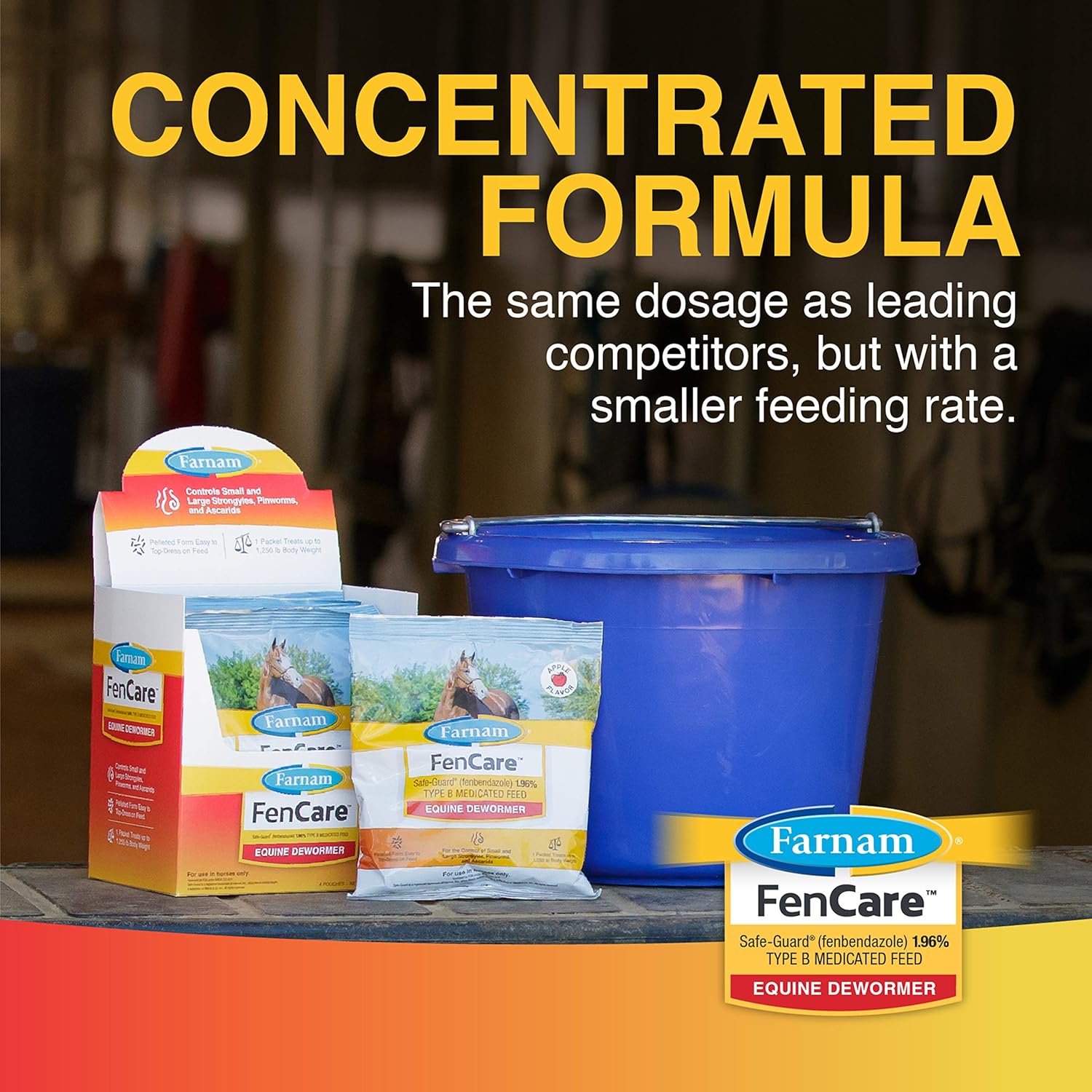 Farnam FenCare Safe-Guard (fenbendazole) 1.96% Type B Medicated Feed Equine Dewormer 5 Ounces : Pet Supplies