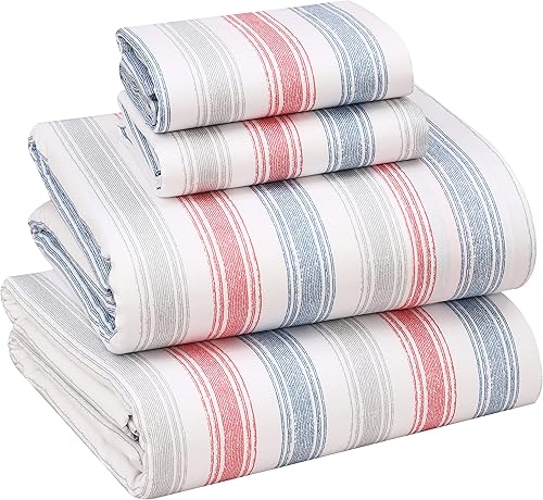 RUVANTI Sábanas 100% algodón percal tamaño King, diseño floral refrescante y transpirable, duraderas, con una sensación nítida, suave y cómoda,