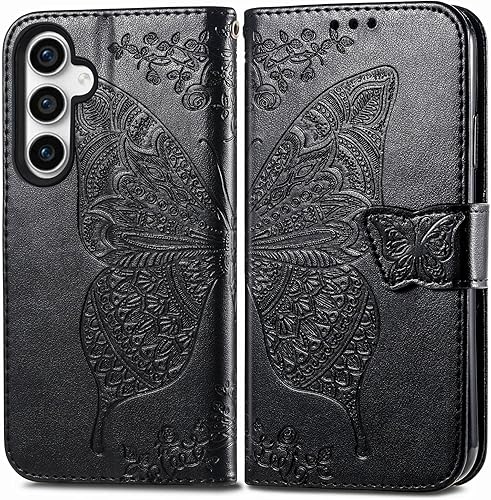 Miniatura 9 de Funda protectora de piel sintética para Samsung Galaxy S10e, con tapa para mujer, con correa para la muñeca, ranuras para tarjetas, bolsillo en