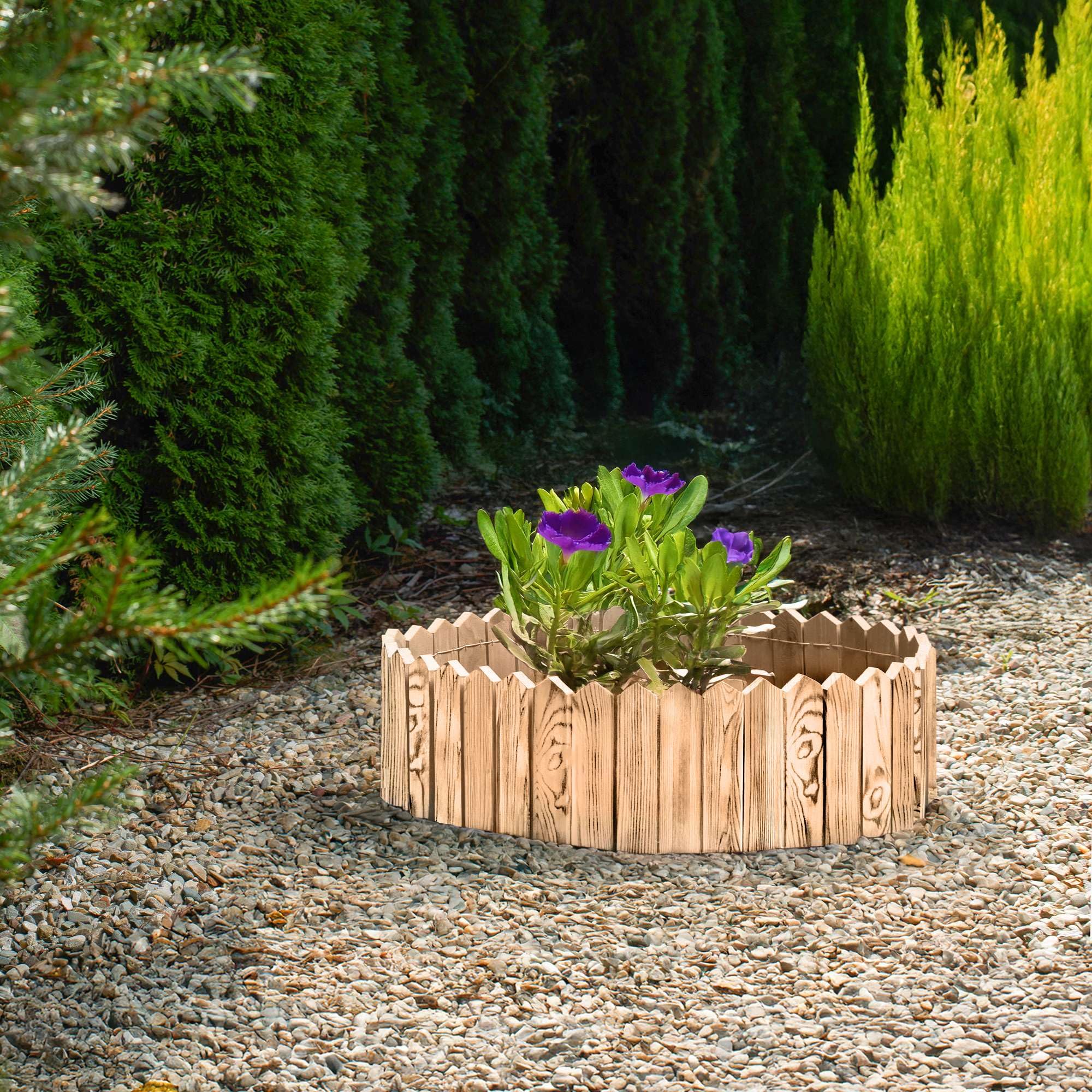 BOGATECO Bordura per aiuola in legno, lamelle di legno | Recinzione a rullo alta 20 cm e lunga 200 cm | Recinzione in legno | Recinzione in assi ideale come bordatura per aiuola o delimitazione di