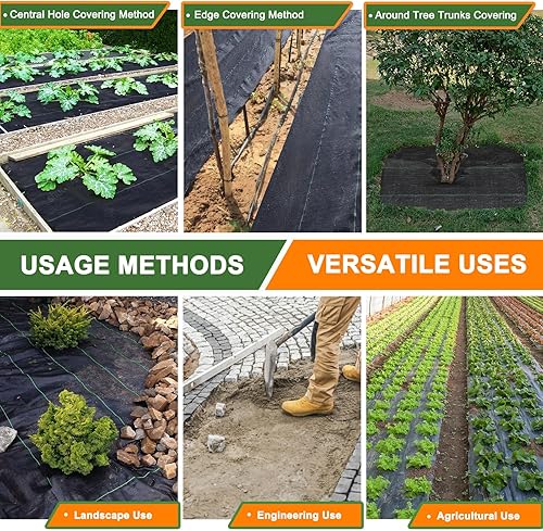 Miniatura 7 de Winisok Tela de barrera de malezas resistente, 4 x 50 pies, tela de jardín duradera para control de malas hierbas para jardinería, agricultura, tela