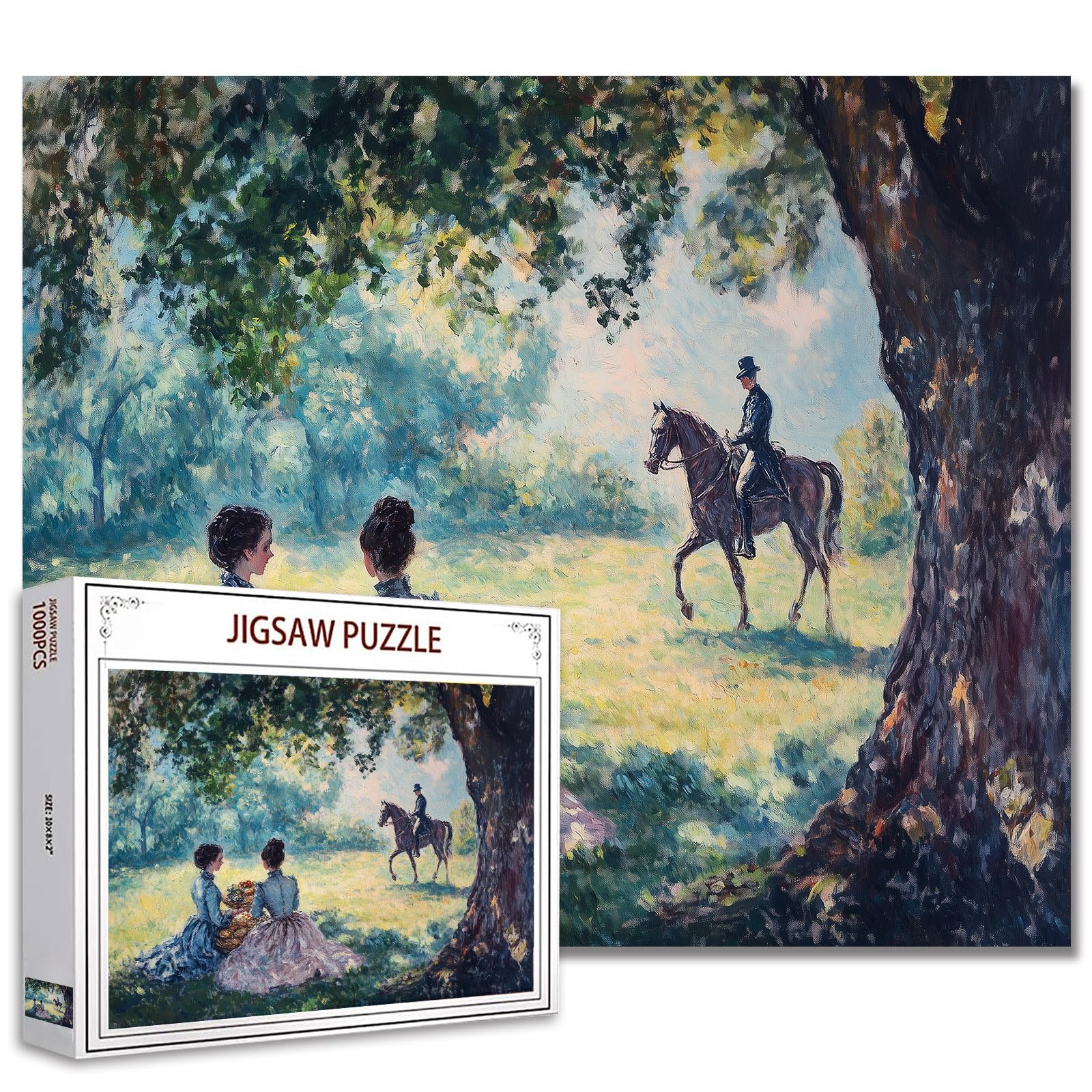 Jigsaw Puzzles 1000 Pieces Puzzles for Adult Monet Style Picnic Woman Puzzles for Adults 1000 Pieces Vintage British Style Jigsaw Puzzles for Adults Painting 1000 Piece