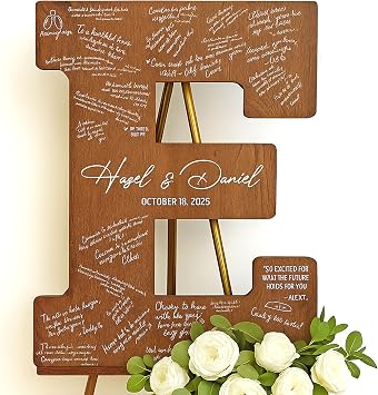 Wedding Guest Book Alternative Wooden Letter Personalized, Custom Initial Wedding Guest Book Alternative with Names, Wedding Guestbook for Guests to Sign, Letter Guest Book Wedding Reception