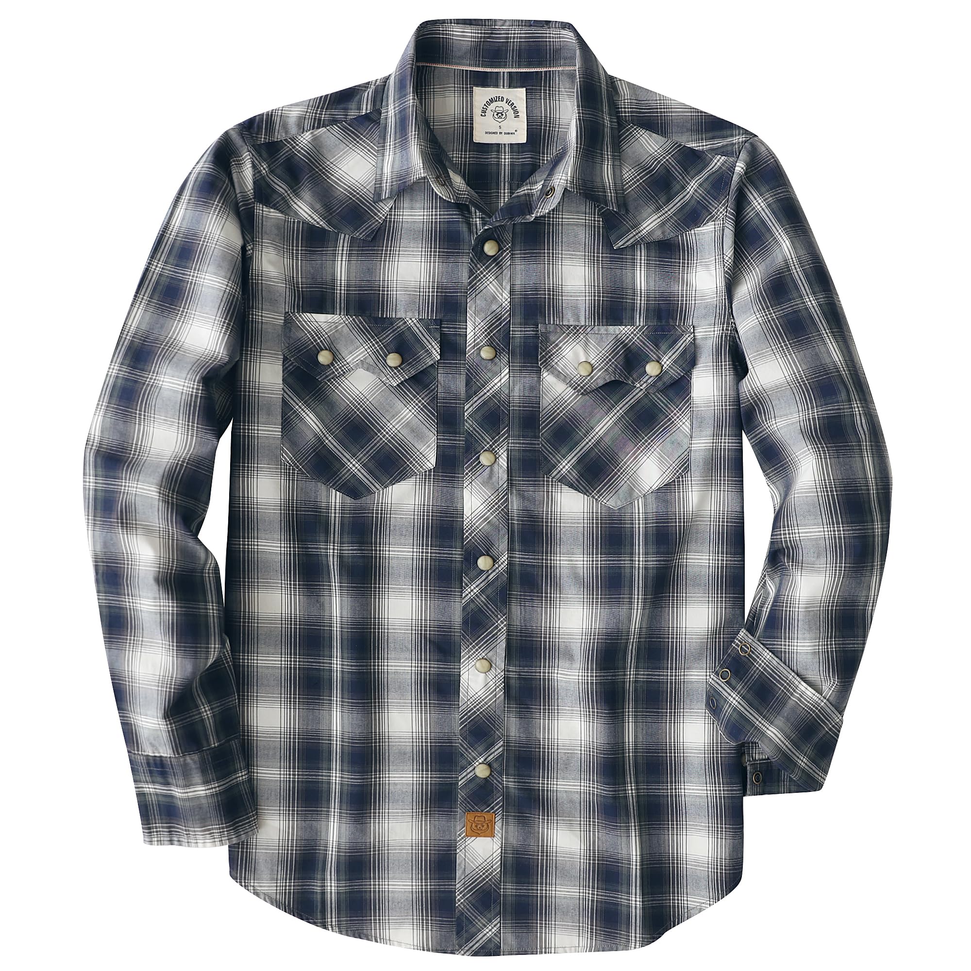 Dubinik® Freizeithemden Für Herren Westernhemd Druckknöpfen Cowboy Kariertes Baumwolle Comfort Fit Langarm Arbeitshemd