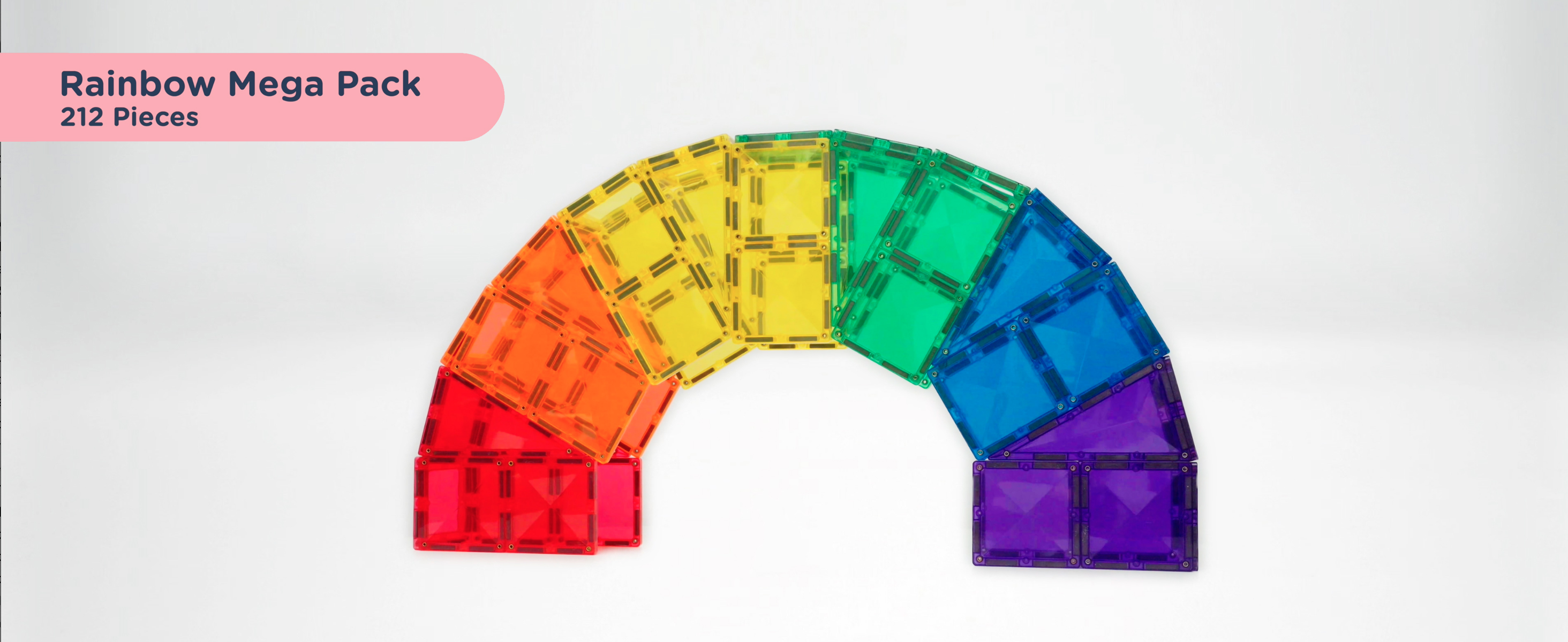 CONNETIX Magnetic Tiles Rainbow Mega Pack, 212 Pieces : Amazon.com