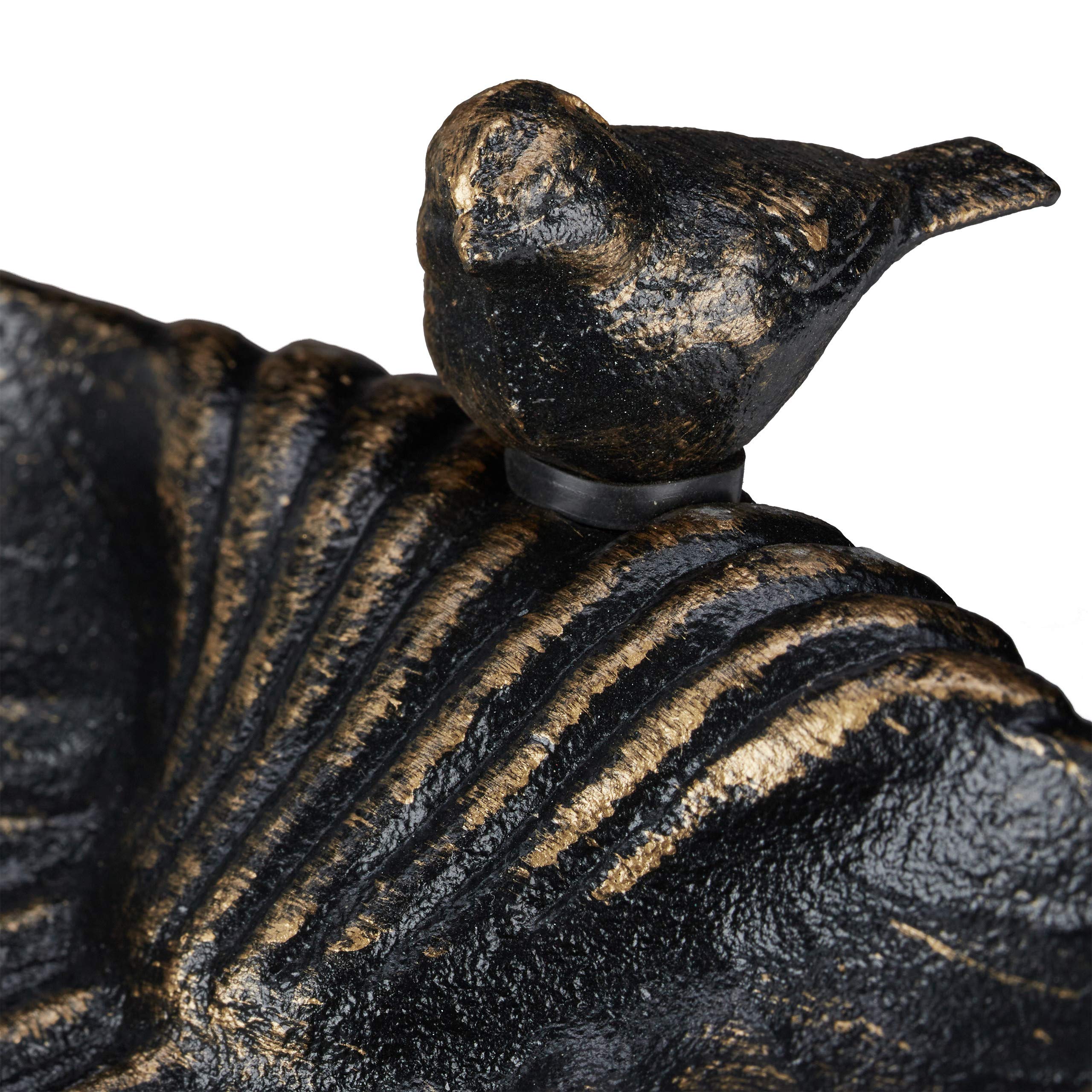 Relaxdays Abreuvoir Oiseaux, Fonte de Fer, décoration Jardins, Style Antique, mangeoire sur Pied, 40 cm de Haut, bronzé