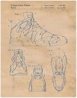 Classic AJ 6 Shoes Patent Prints, 1 (11x14) Unframed Photo, Wall Art Decor Gift for Home Sneakers Office Gym Gears Garage WorkShop School Locker College Student Teacher Coach Team Championship