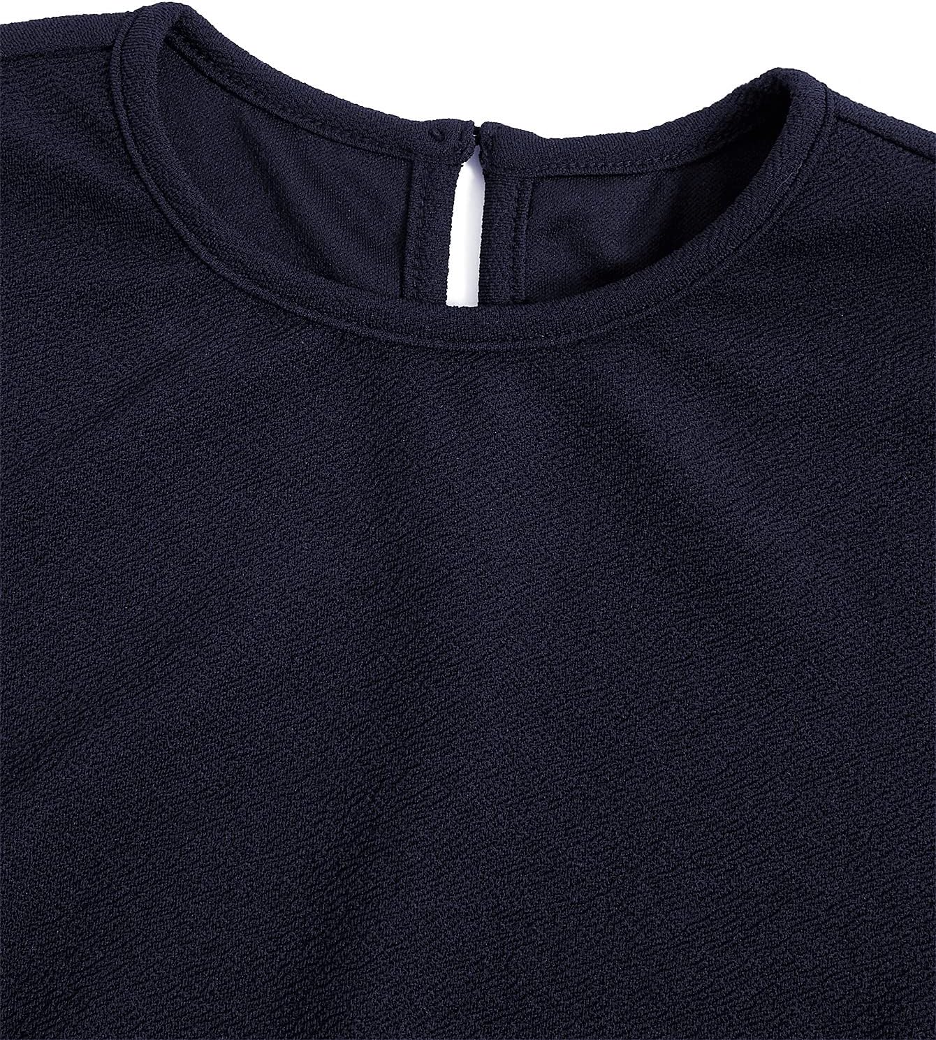 WDIRARA Girl's Floral Lace Panel Long Mesh Sleeve Round Neck Keyhole Back Formal Flared A Line Short Dress - Image 3