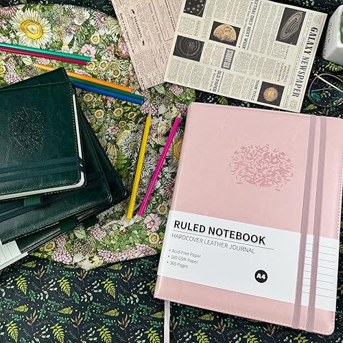 Miniatura 7 de Cuaderno de papel cuadriculado de 8.5 x 11 pulgadas, tapa dura de cuero para mujer, diario gráfico A4 de 365 páginas, cuaderno gráfico rosa para