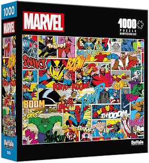 Collage de cómics de Marvel Comics Heroes - Rompecabezas de 1000 piezas | Con licencia oficial, Hecho en EE. UU., Tablero reciclado, tamaño terminado 26.75 x 19.75 in, incluye póster, regalo, arte enmarcable