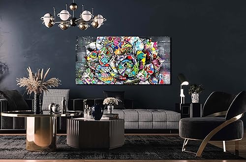 Miniatura 27 de SIXTTART Banksy - Arte de pared en lienzo para sala de estar, arte de pared de graffiti callejero para dormitorio, pintura abstracta grande, arte