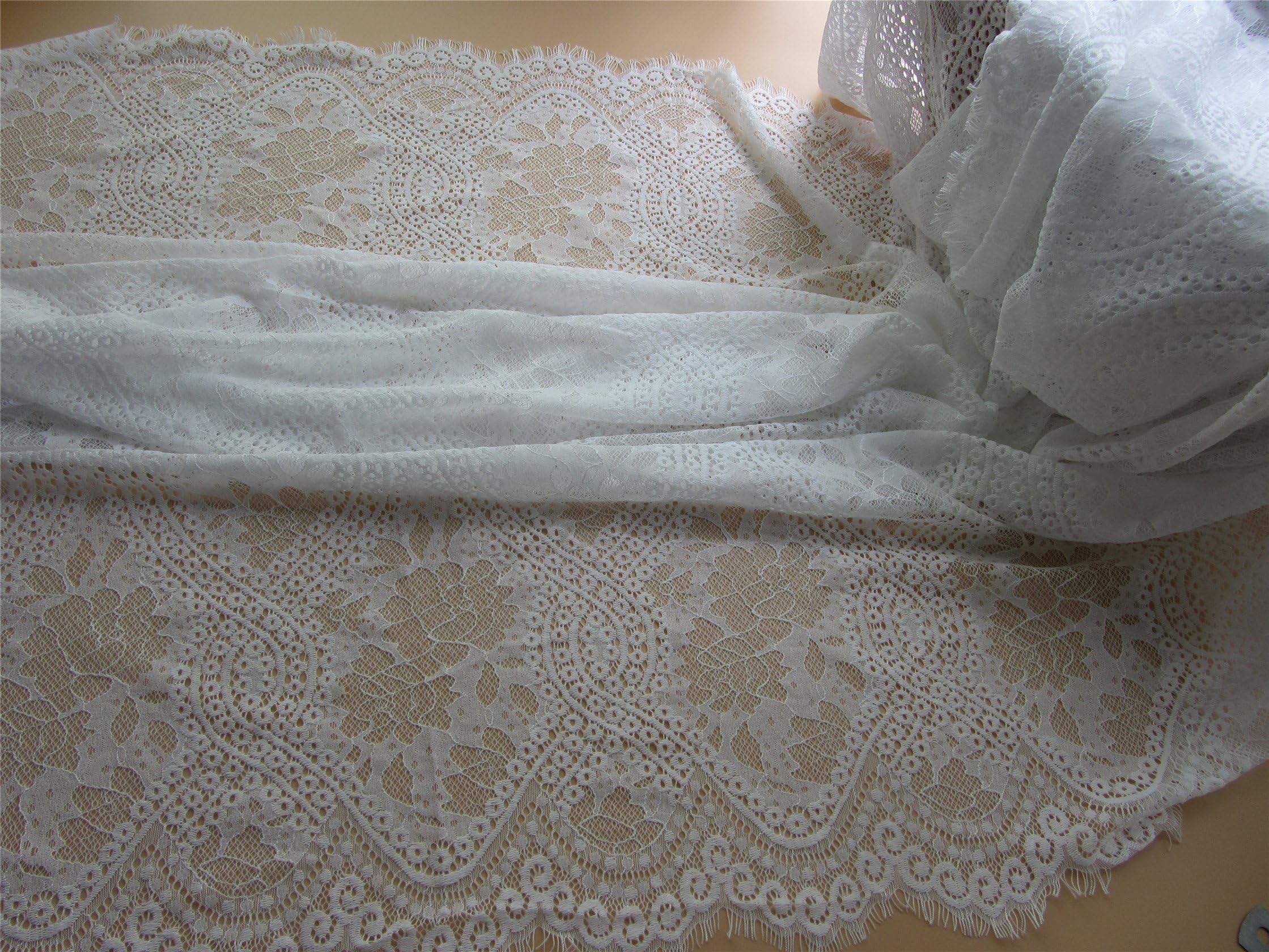 Wedding Lace Fabric, 3yards Off White Lace Fabric, Wedding Lace, French Style, Gorgeous Ivory Alencon Lace Fabric, Sold Per Yard-lsm3ls (LSM3LS003, off white)