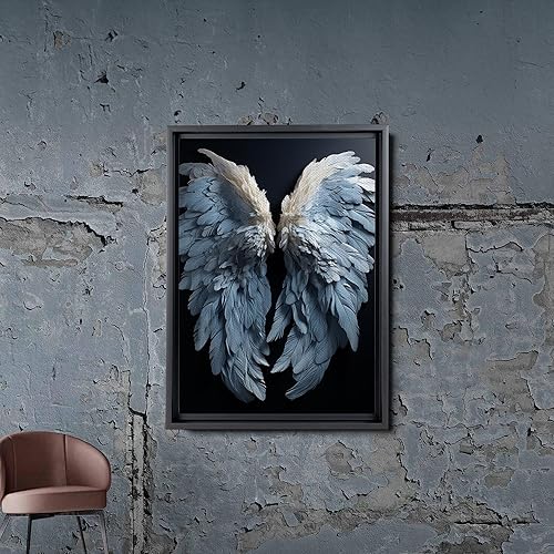 White Angel Wing Prints on Canvas, Abstract Modern Minimalist 3D Texture Acrylic Artwork for Tranquil Bedroom Wall Art Decor, Canvas, Art Decor