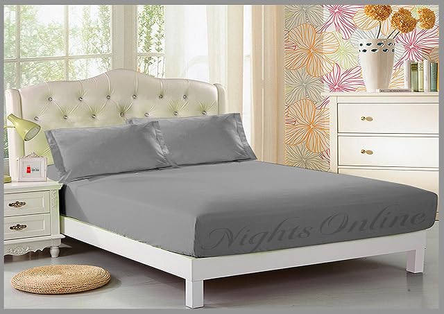 British Home Bedding - Plain Polycotton Percale Flat Bed Sheets - Shrinkage and Fade resistant with a soft luxurious finish (Grey, Pillow Case)