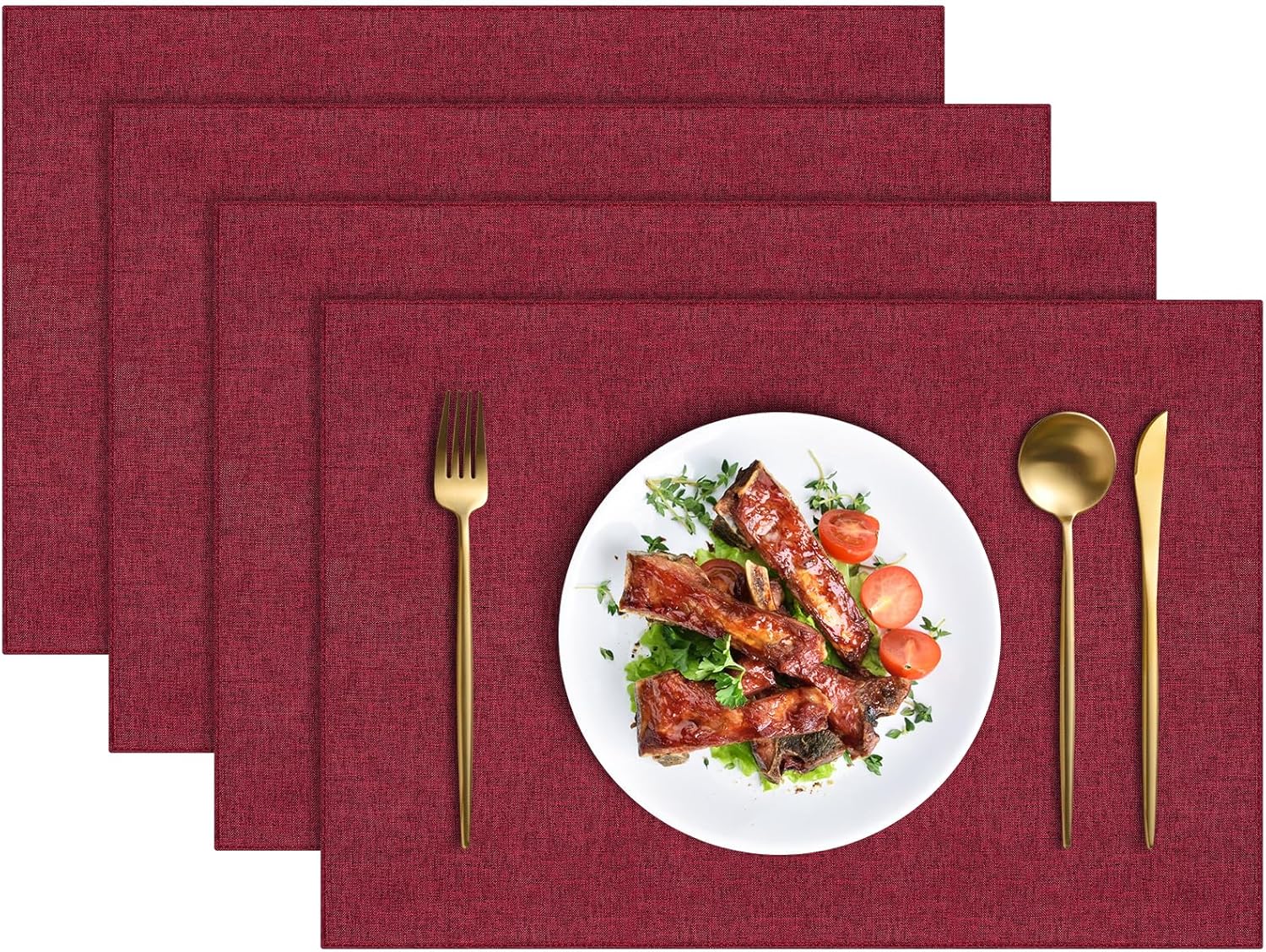 ADRIMER Cloth Placemats Set of 4 Heat Resistant Washable Placemats for
