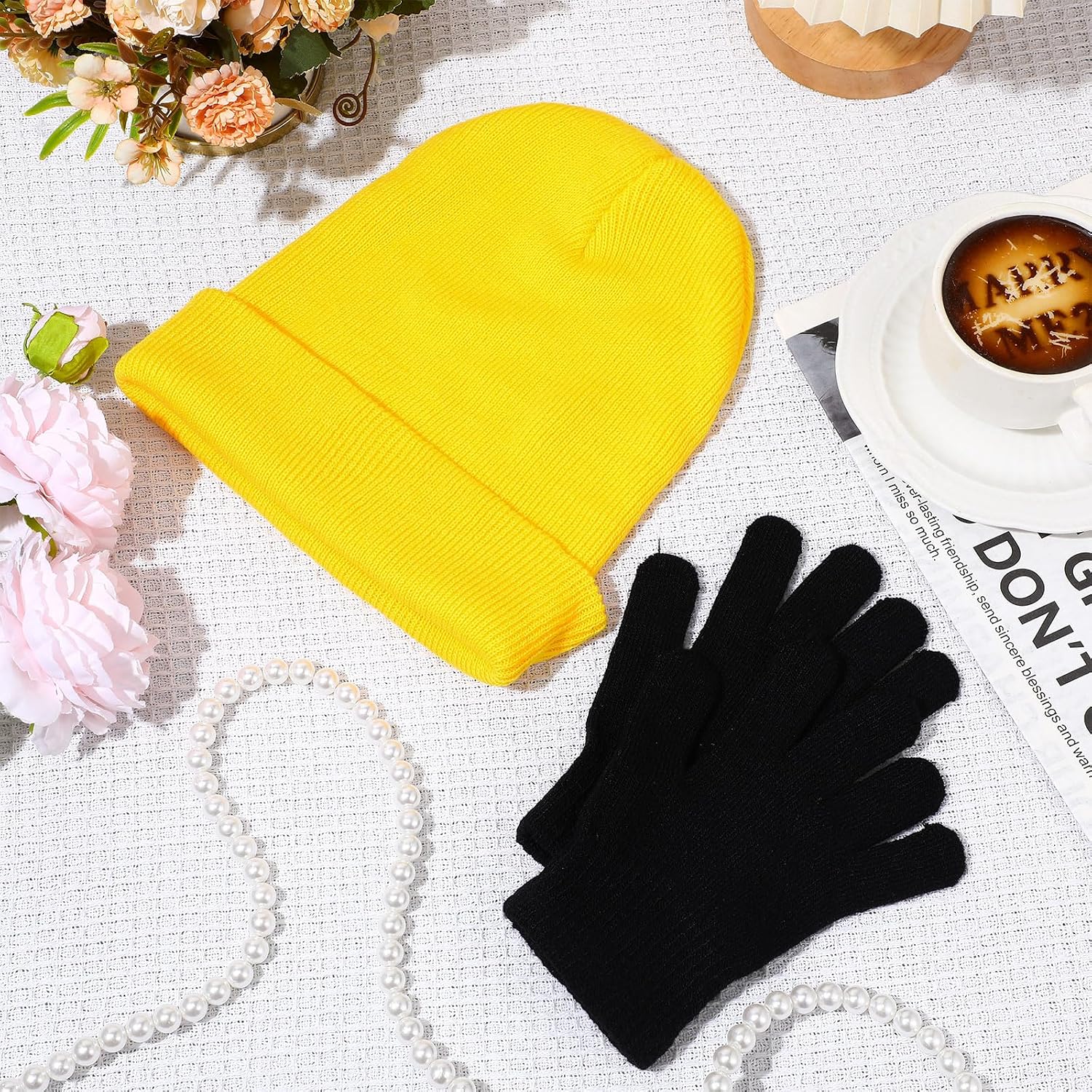 Halloween Cosplay Funny Beanie Hat and Gloves Character Park Knit Hat Warm Winter Cap for Women Men