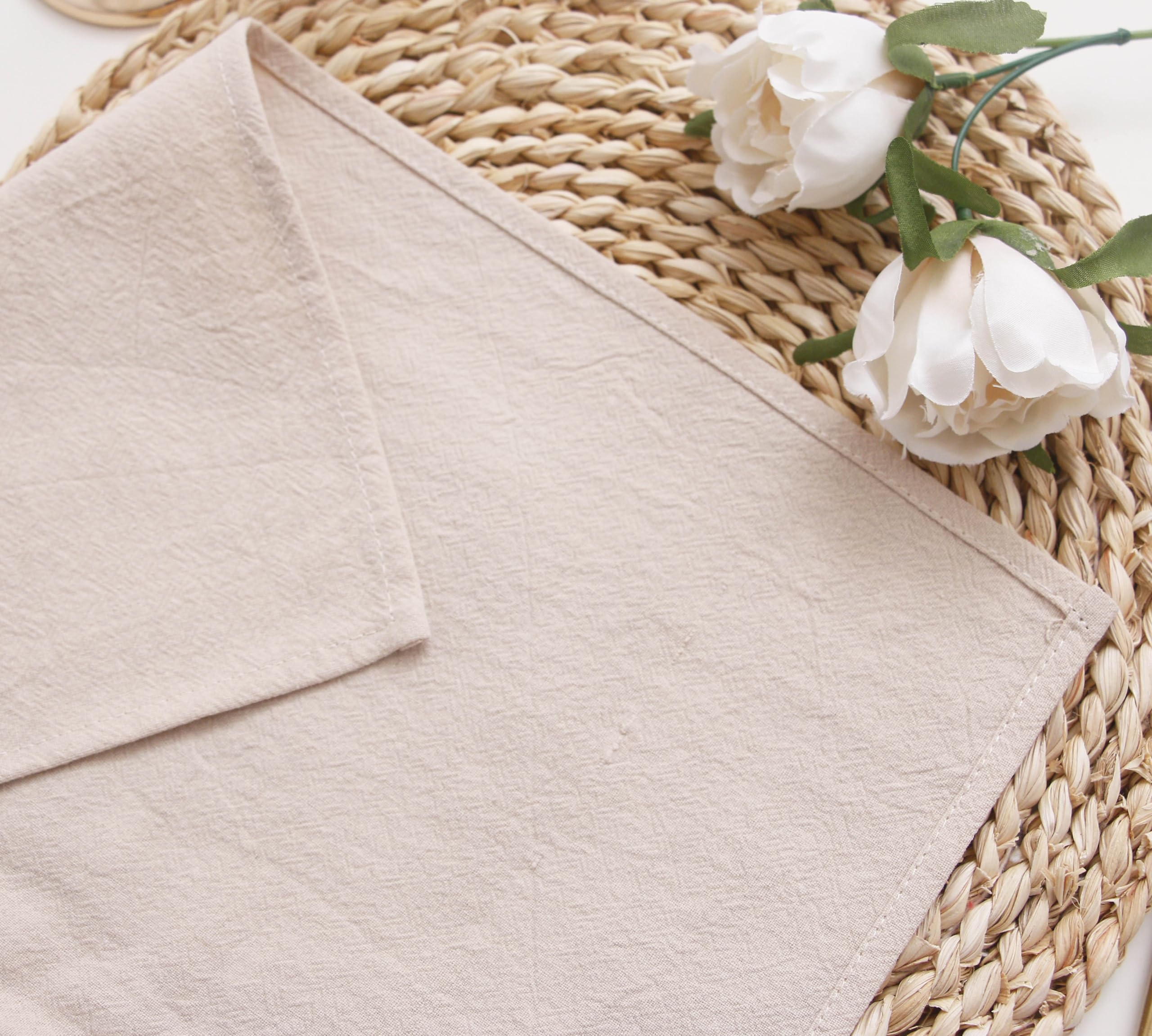 Lot de 12 serviettes de table en coton Champagne 40,6 x 40,6 cm