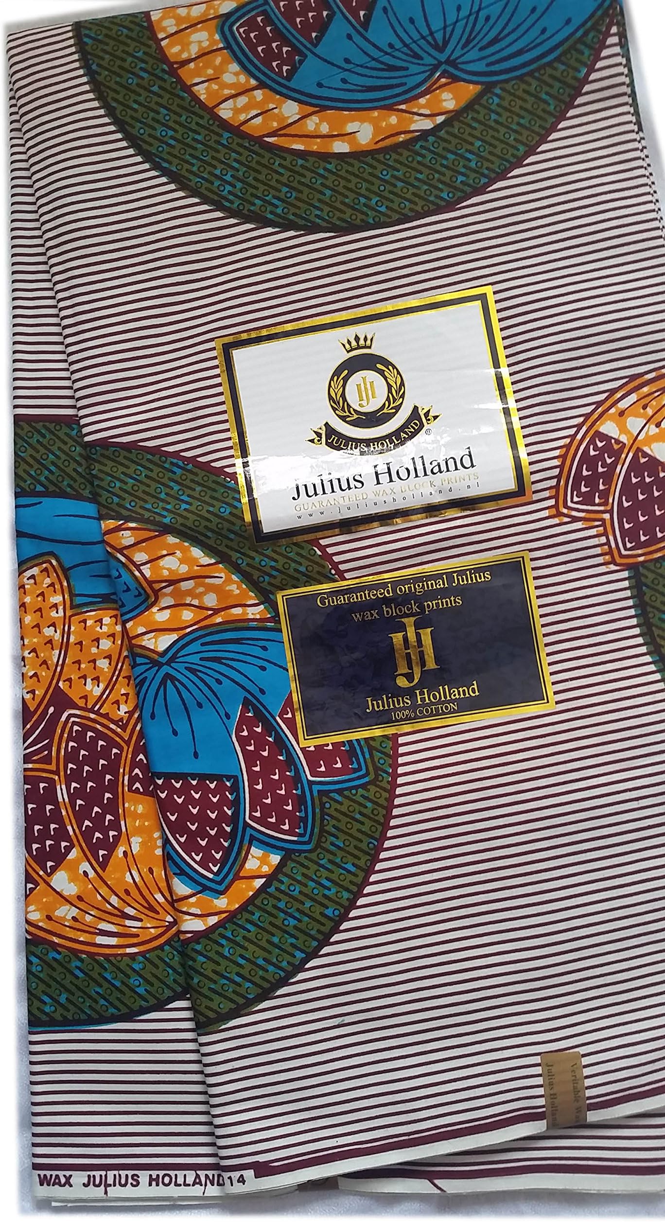 Wax African Fabric Guaranteed Wax Block, 3 yards Green and Turquoise Print