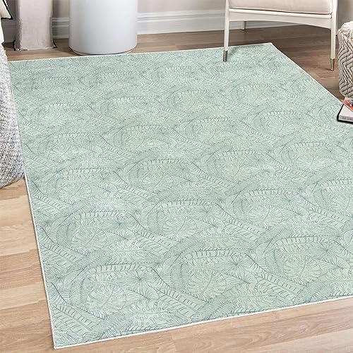 Ambesonne Exotic Decorative Rug, Wild Nature Inspired Outlines of Tropical Leaf Sketches Jungle Ornament, Quality Carpet for Bedroom Dorm and Living