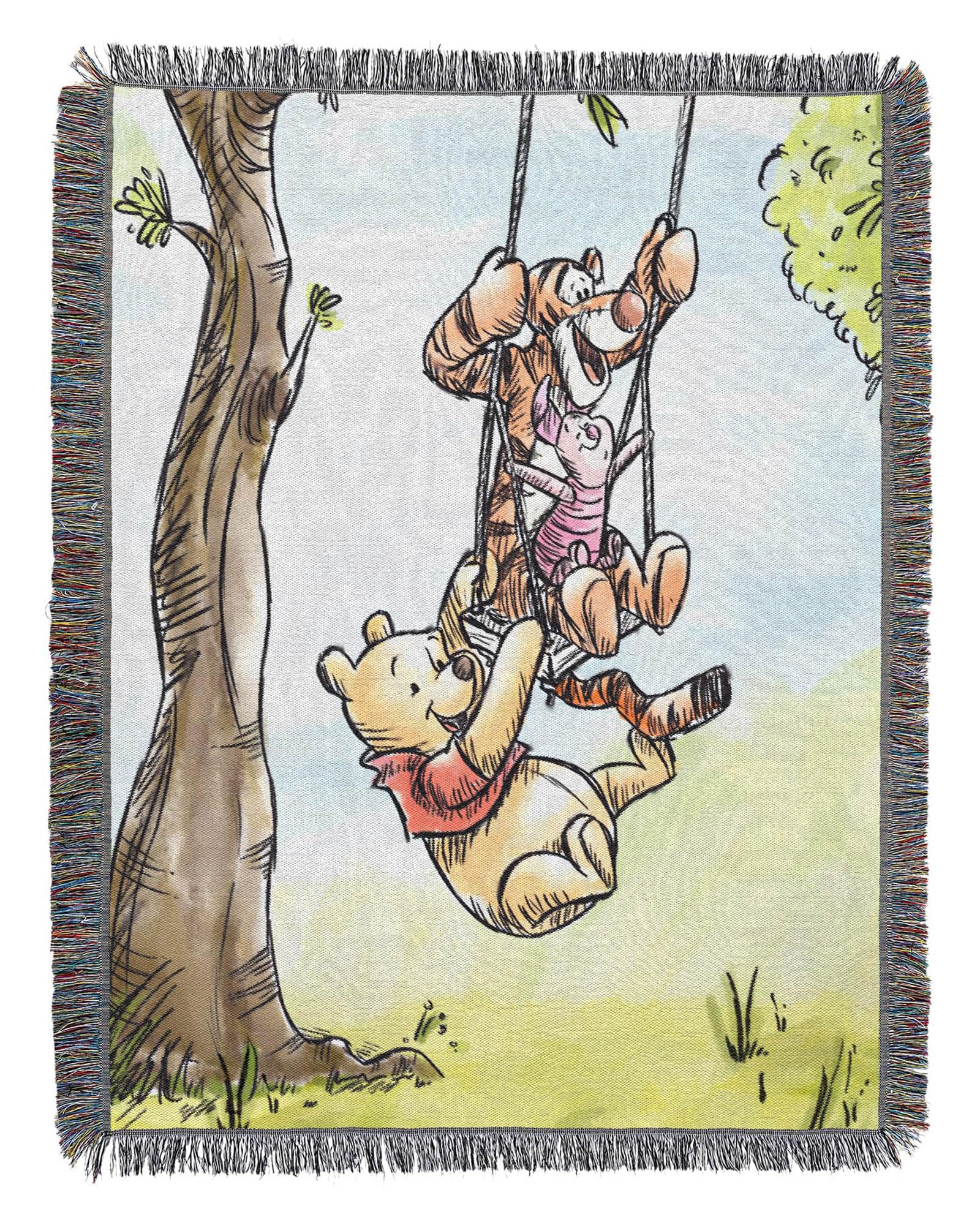 Northwest Winnie Puuh gewebte Wandteppich-Überwurfdecke, 121,9 x 152,4 cm, Pooh Having Fun