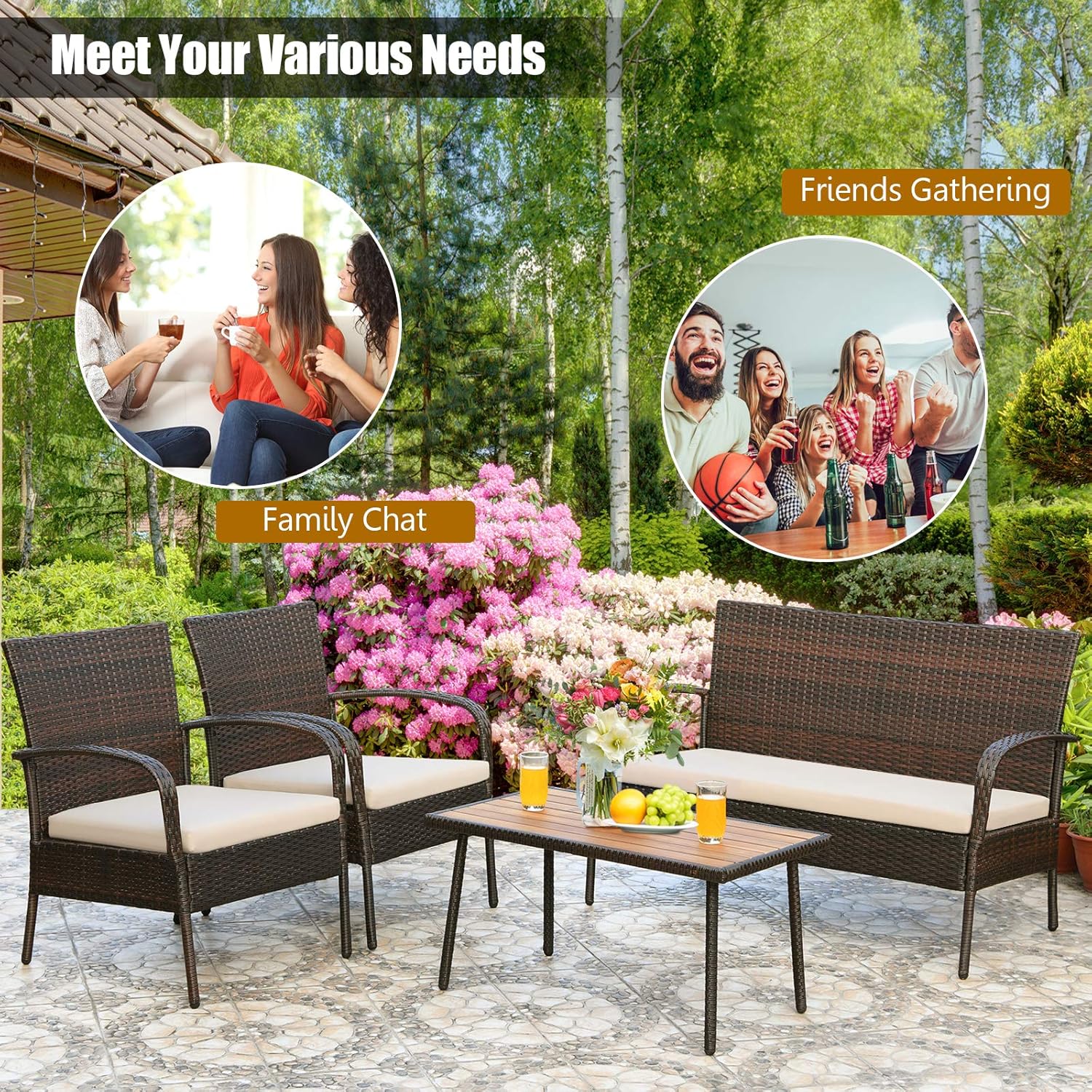 Image showing people enjoying the furniture set for family chat and friends gathering.