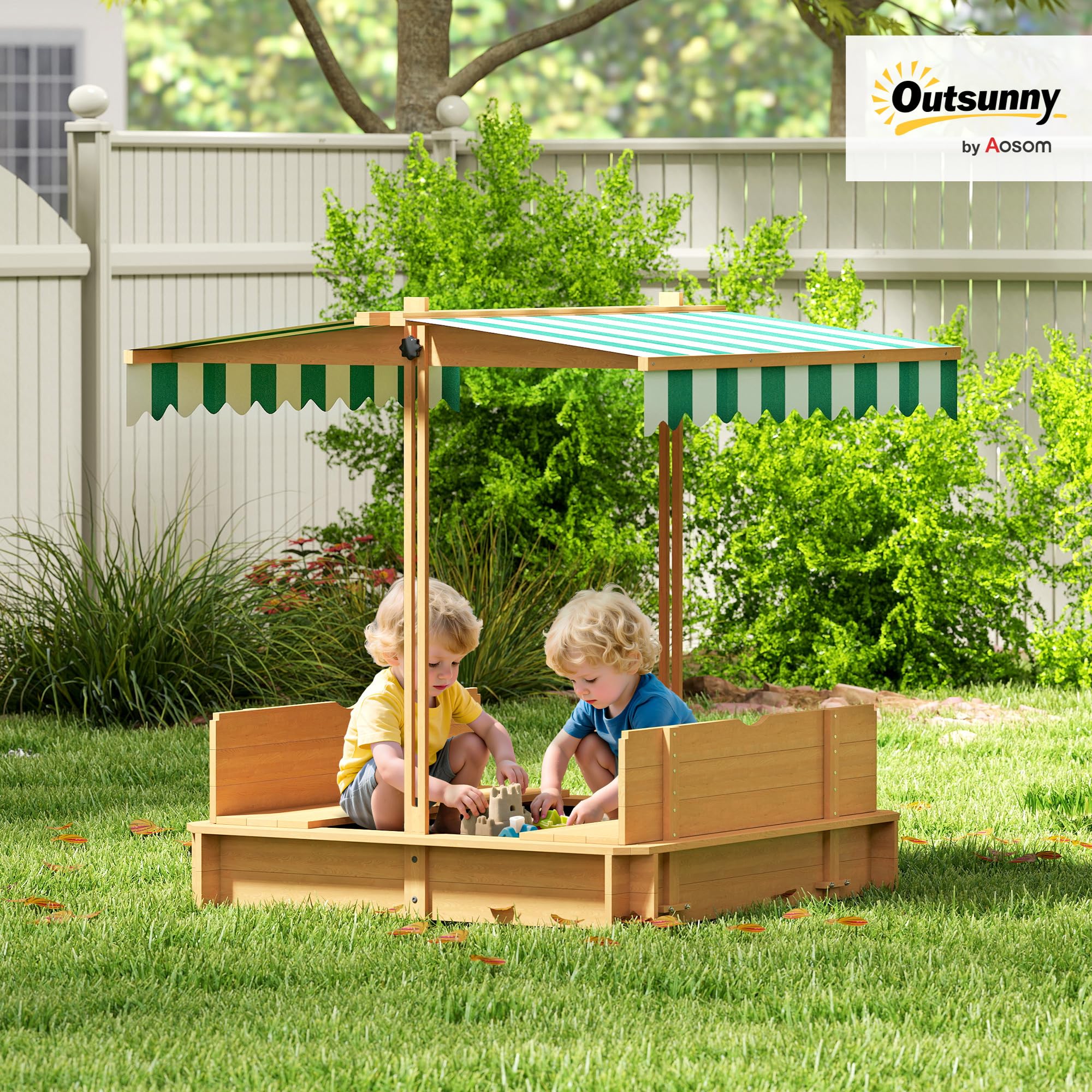 Amazon.com: Outsunny Wooden Sandbox with Lid, Kids Sandbox with
