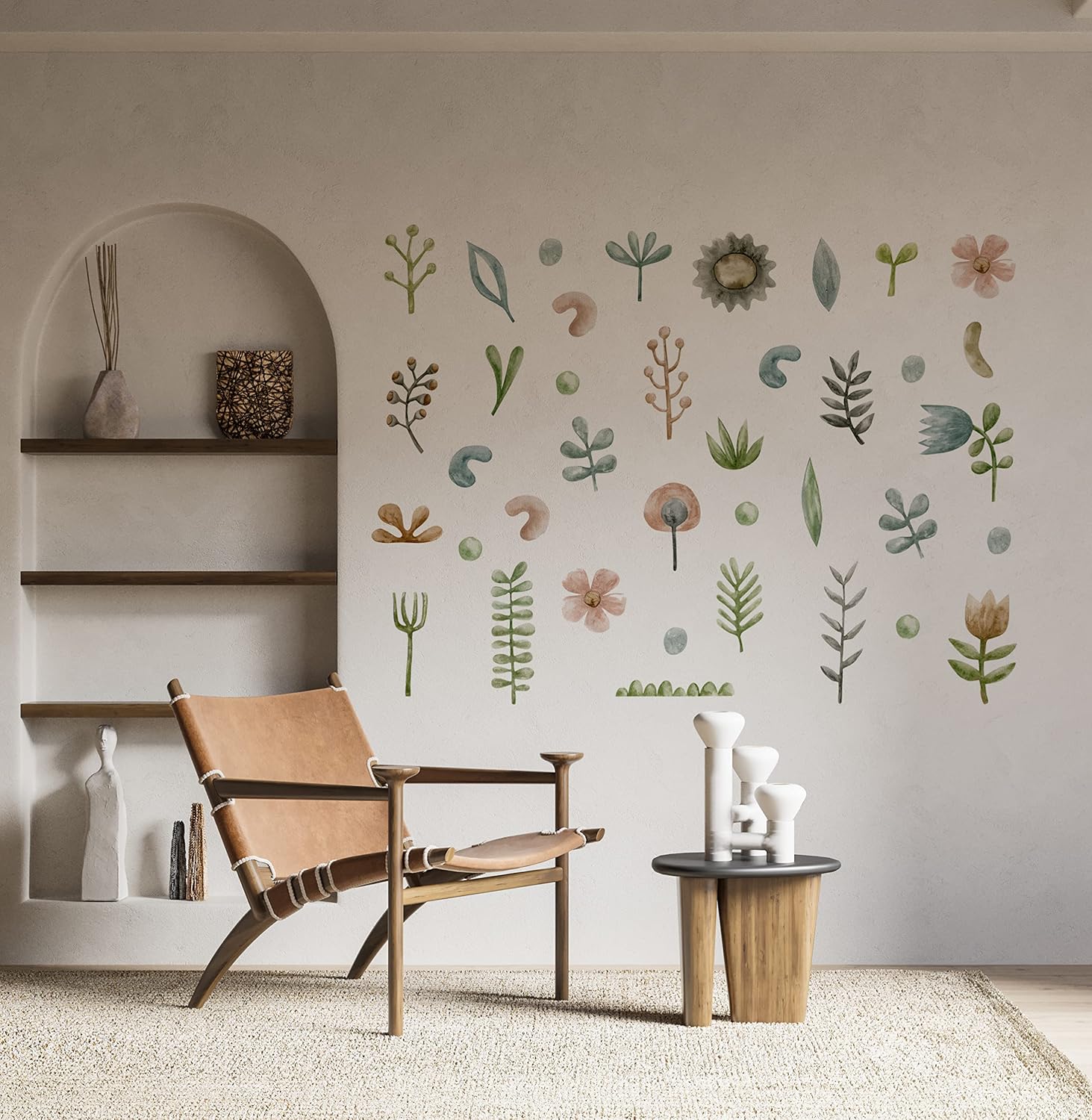 Plants and Leaves Wall Decals Living Organisms Wall Stickers Room Decor Peel and Stick Removable