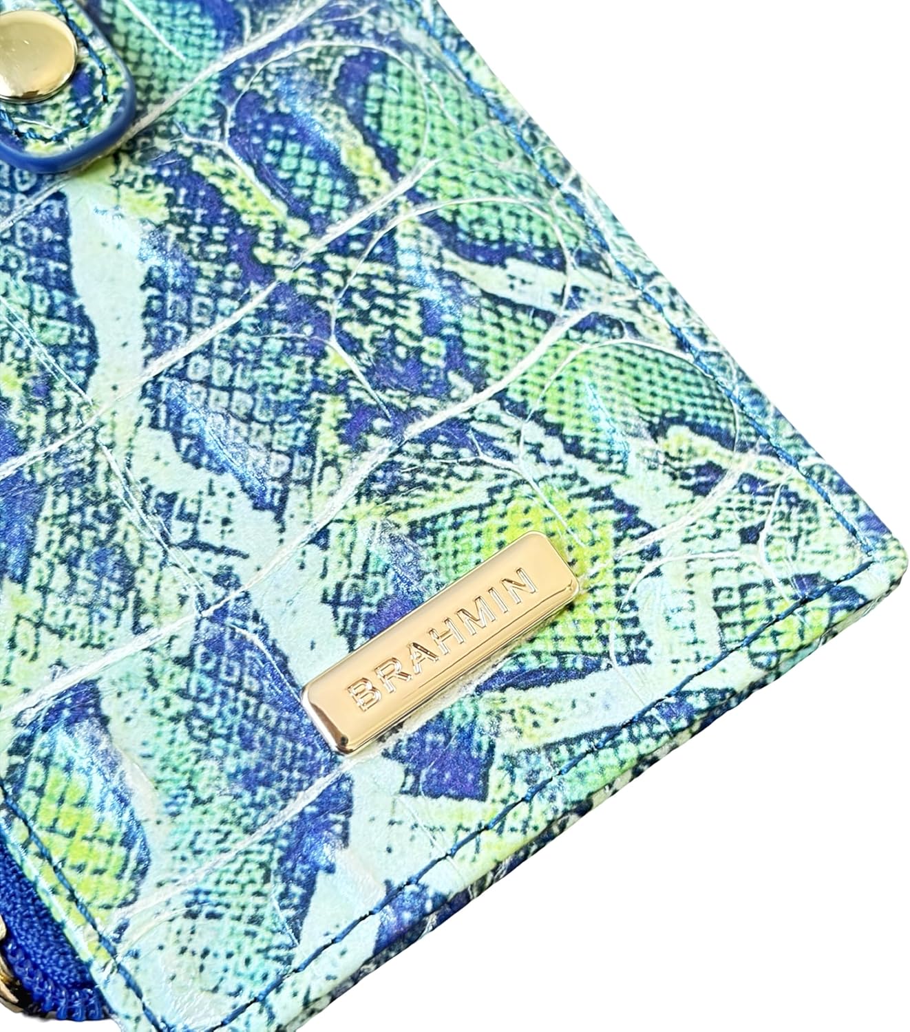 BRAHMIN Women's Credit Card Wallet (Green Assorted - Coastal Python)