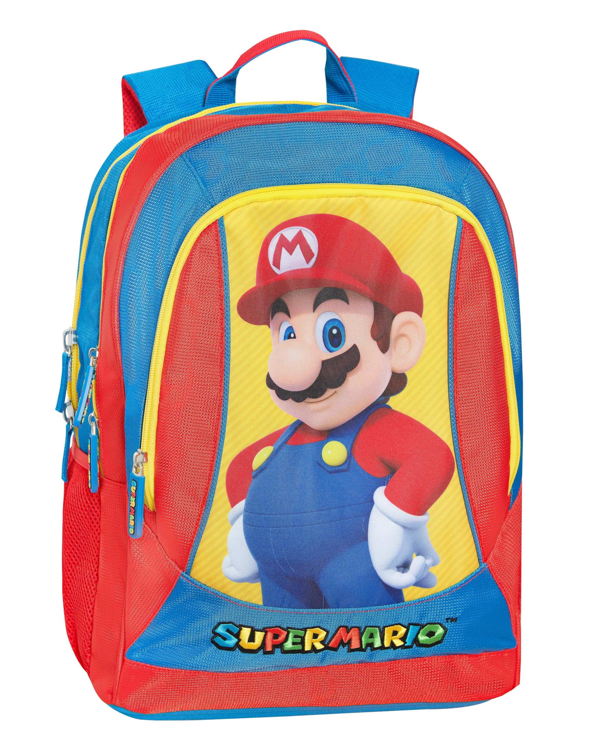 SUPER MARIO - Zaino Scuola Trolley Super Mario, Maniglia Regolabile, Trolley Staccabile, Spallacci Imbottiti e Regolabili, 2 Scomparti Principali, Tasca Frontale, Chiusure A Zip, 30x44Hx20cm