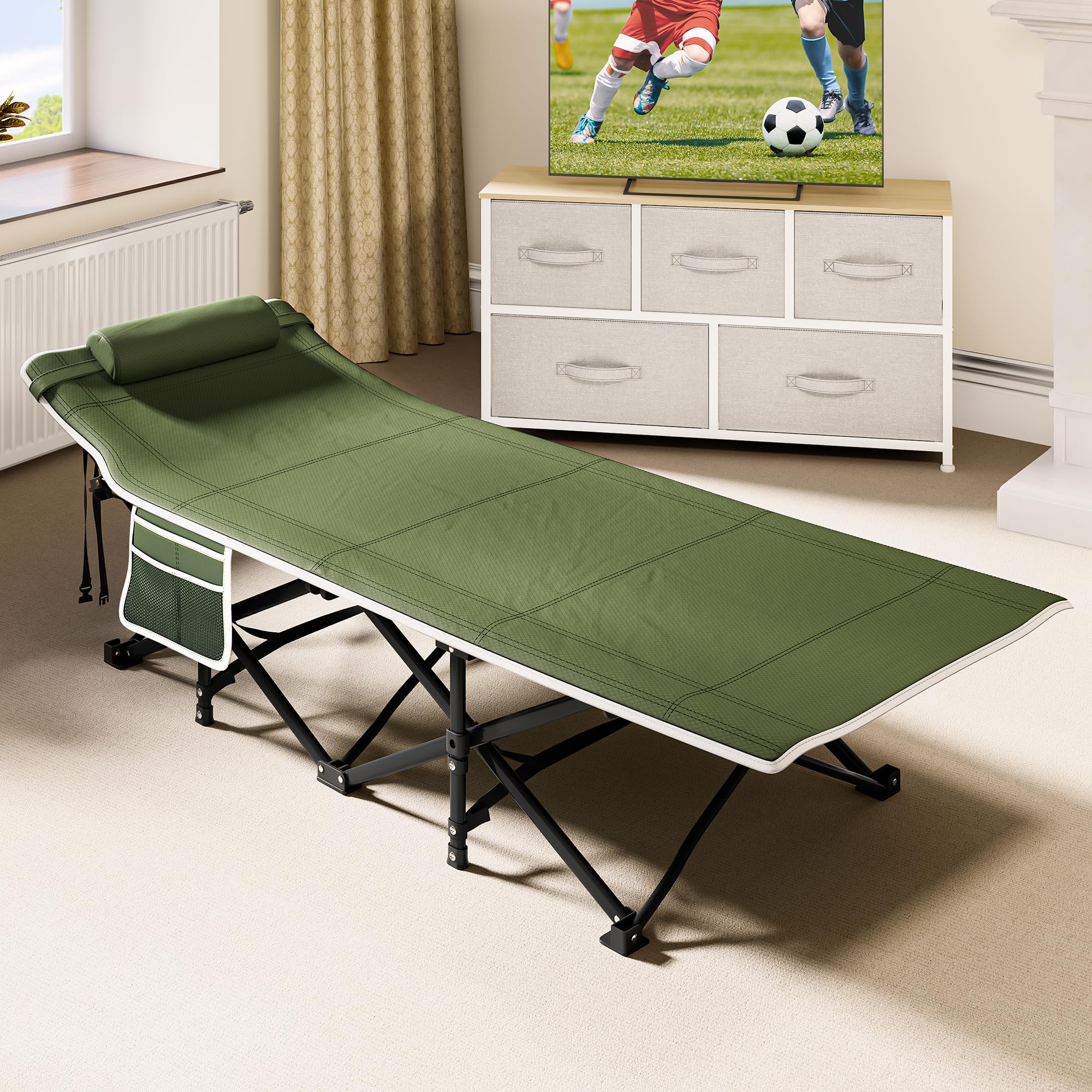 YITAHOME Feldbett Klappbar für Erwachsene, Campingbett 260 kg Traglast, mit Tragetasche, Grün