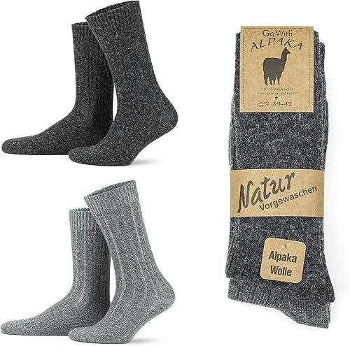 GoWith Calcetines de lana de alpaca para hombres y mujeres, mezcla de alpaca-merino, calcetines cálidos y acogedores, calcetines térmicos de ajuste