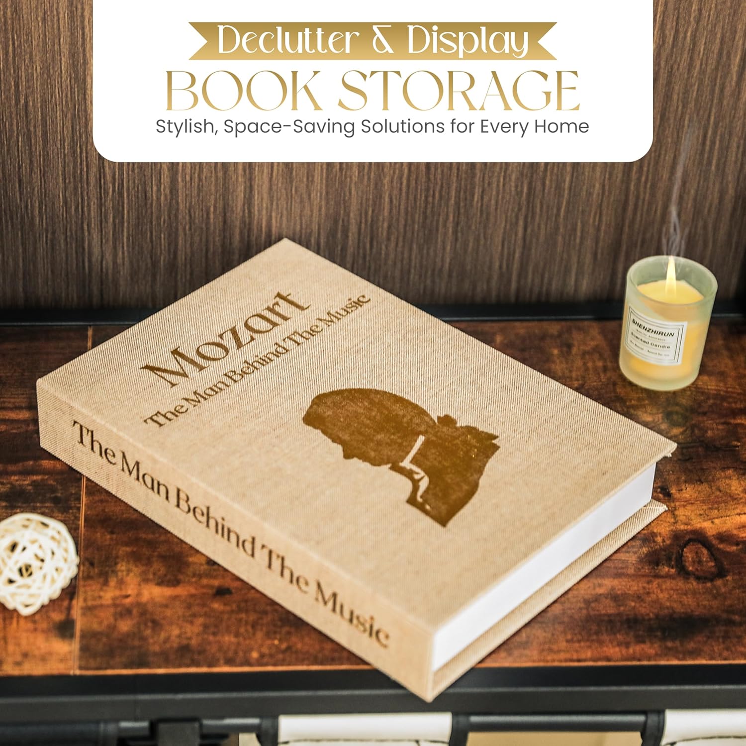 Antique Decorative Linen Books: Fake/Faux Books for Home Decor, Coffee Table & Bookshelf - Elegent & Modern Aesthetic Storage Boxes - Set of 2