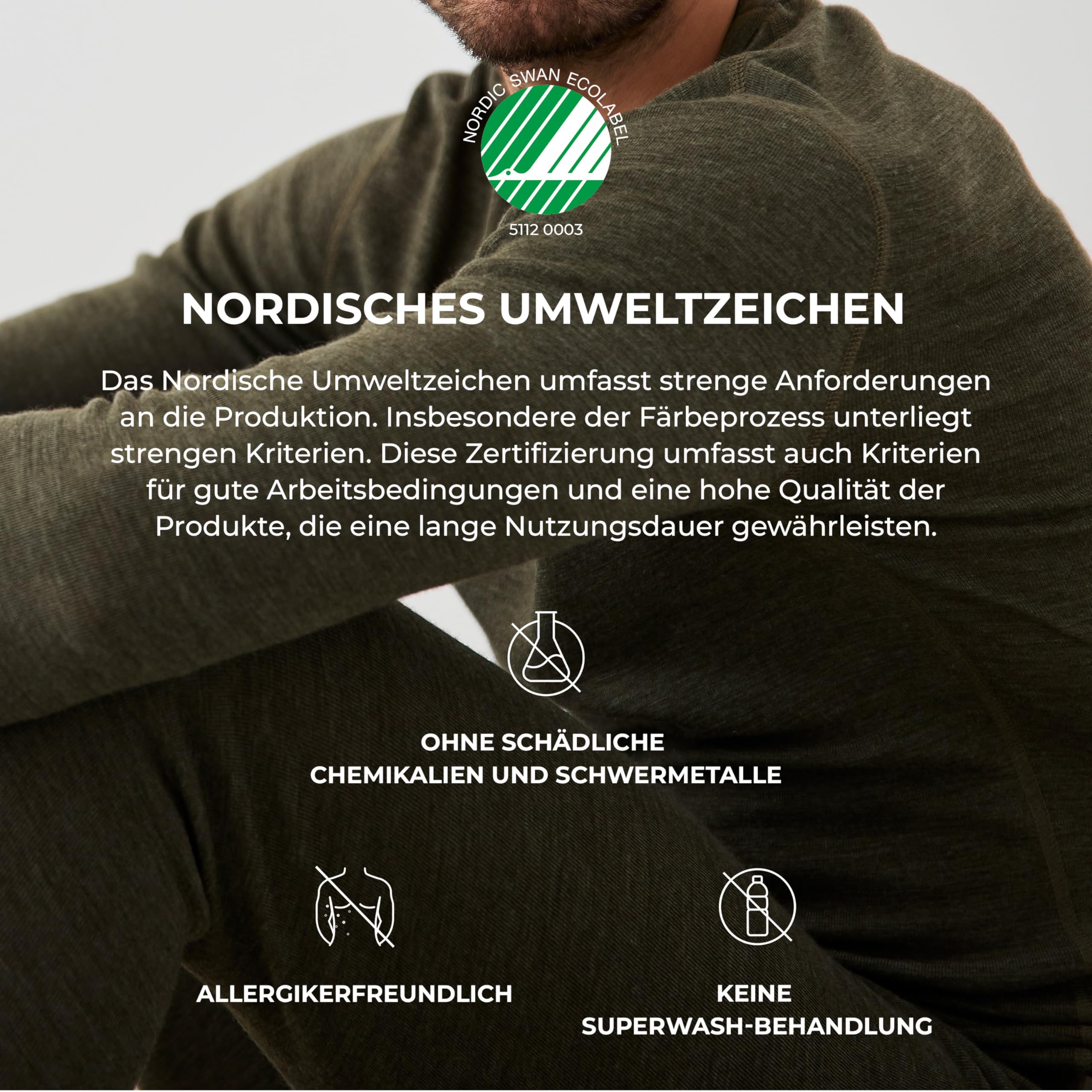 DILLING Merino Halbarmshirt für Herren - Bio Merinowolle