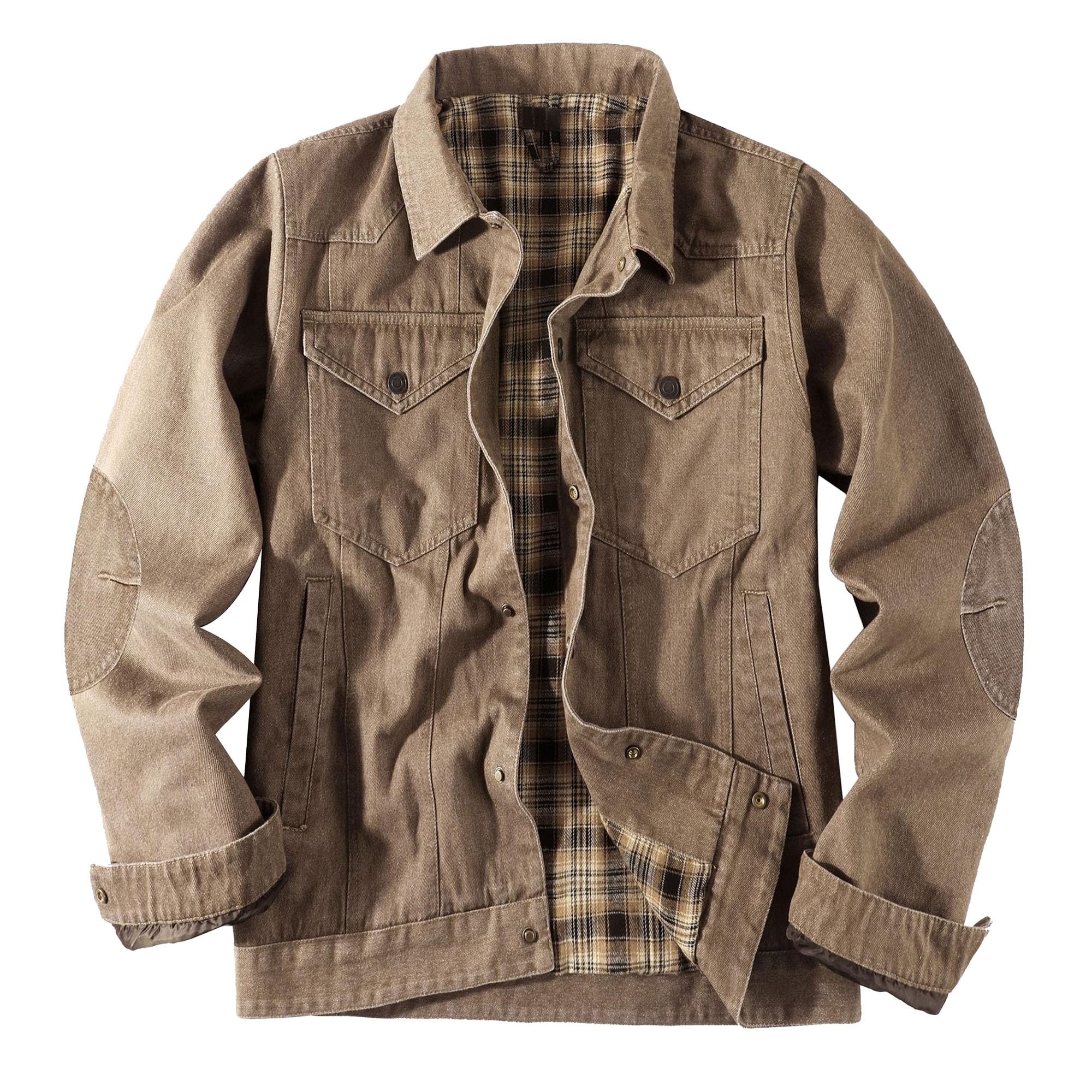 Chaqueta vaquera de trabajo resistente y abrigo con botones a presión 8