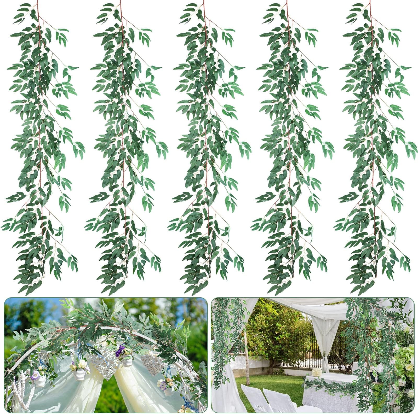 NANSSY 2 Pack Greenery Garland, Willow Greenery Garland