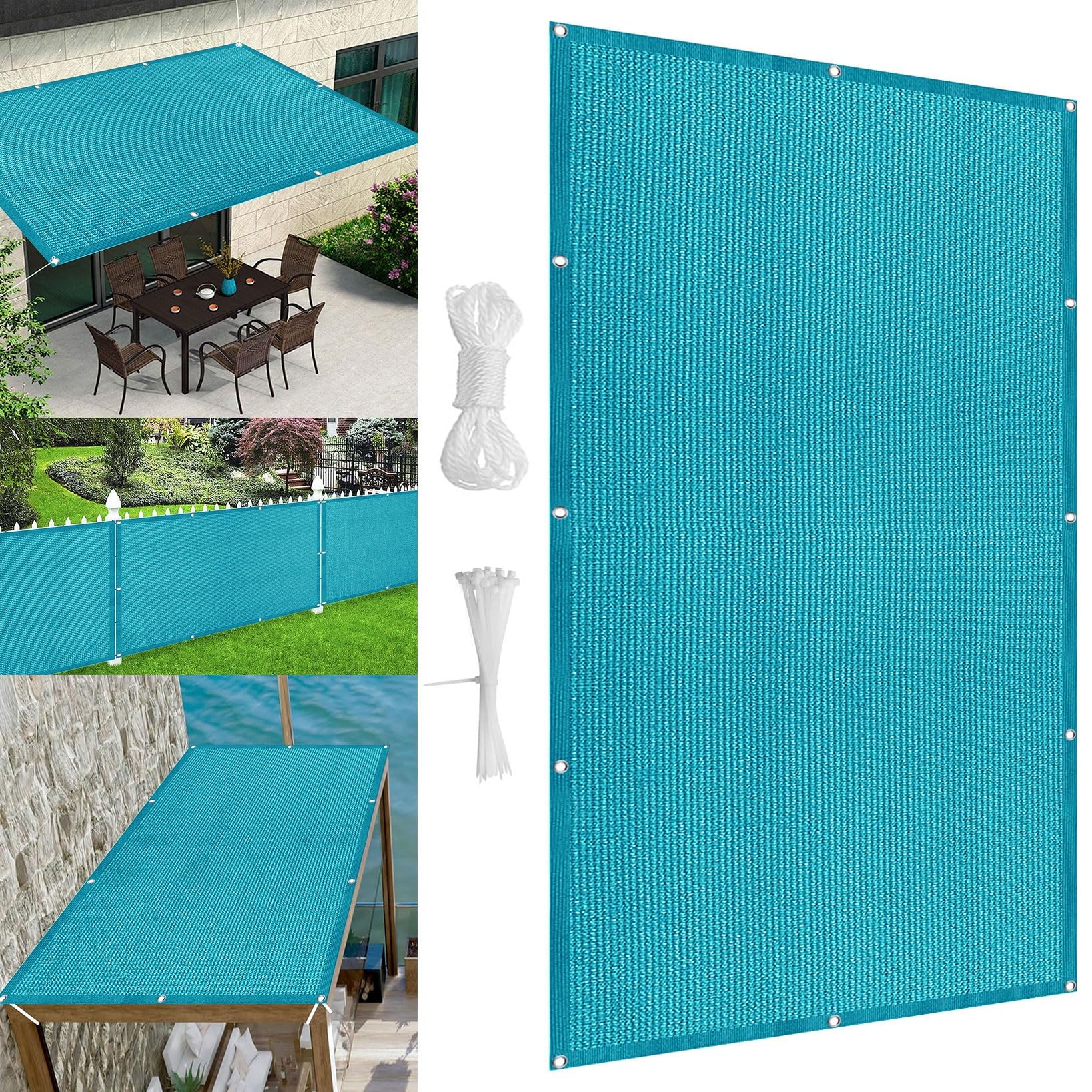 Filet d'ombrage bleu ciel 320x600 cm idéal pour rafraîchir vos déjeuners de terrasse en été