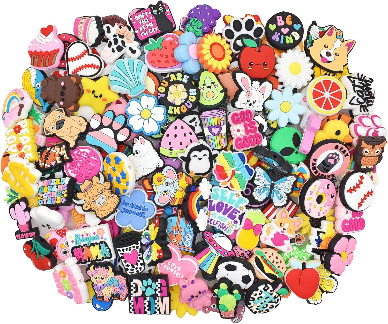 200Pcs Non-Repeat Silicone Focal Beads for Pens,Random Different Focal Bead Bulk Mixed Cute Loose Beads for Beadable Pen Keychain Jewelry Making DIY Gift Class Prize