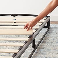 Vista 4 de Yaxa Basics Metal Platform Bed Frame, with Wood Slat Support, 6 inches High, Queen, Black