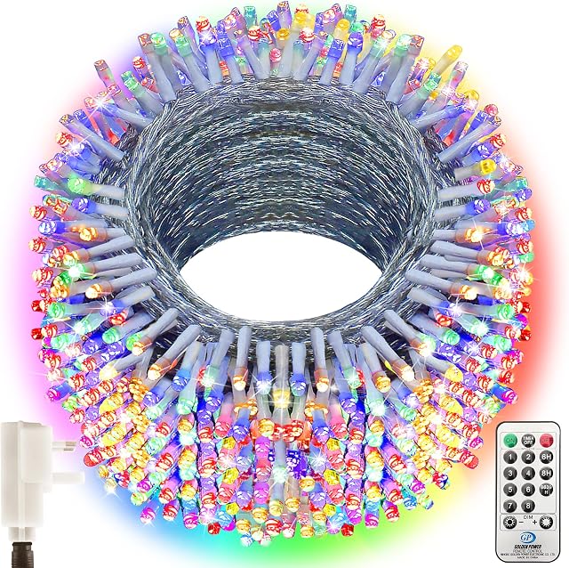 Heceltt Christmas Lights Outdoor Decorations, Extra Long 120m 1000LED Mains Powered Fairy Lights, Outside Waterproof Plug in String Lights for Xmas Festival Party Holiday Wedding Decor(Multicolor)