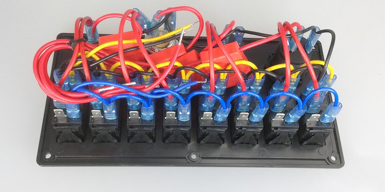 Pactrade Marine Car RV Boat Truck 8 Gang Blue LED Rocker Switch Plastic Panel : Sports & Outdoors