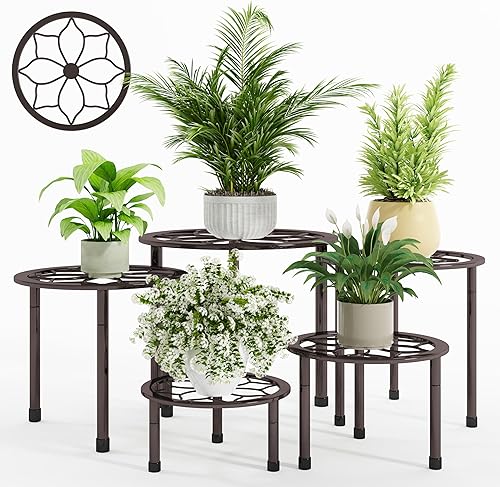 Miniatura 8 de Soporte de Metal para Plantas Interior Exterior, Soportes para Plantas de Interior para Patio a Prueba de Óxido, Soportes Resistentes para Macetas