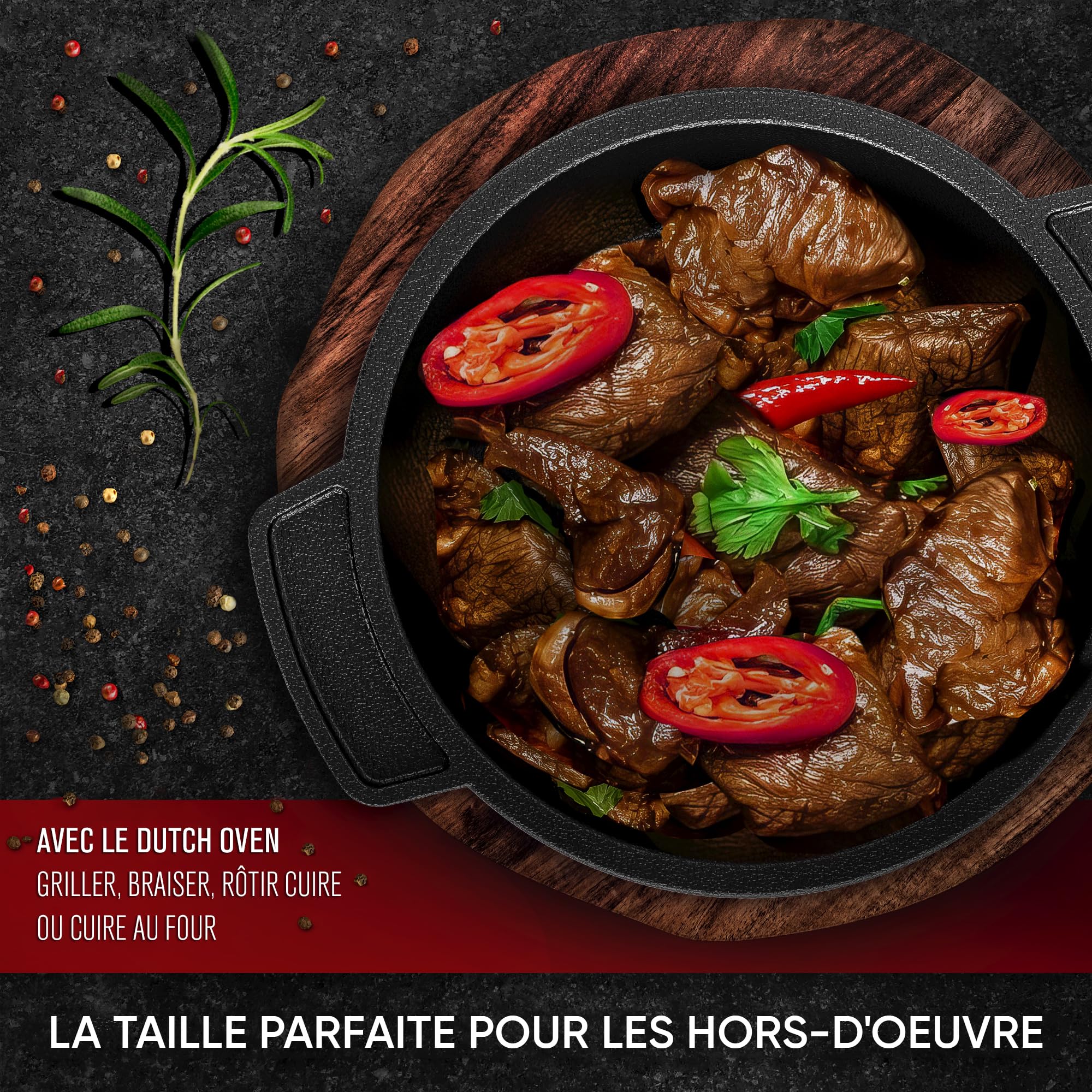 GUSSKÖNIG Ensemble Mini Dutch Oven - 4 Cocottes en Fonte 300 ml avec Couvercle - Cocotte Individuelle pour Barbecue (4 Pièces)