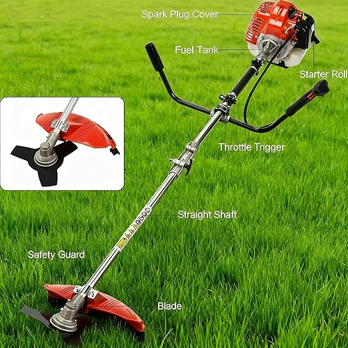 Miniatura 5 de Cortadora de hilo de gas de 52 CC inalámbrica, 2 en 1, multifunción, cortasetos de gasolina, cortador de cepillo para cortacésped a gas,