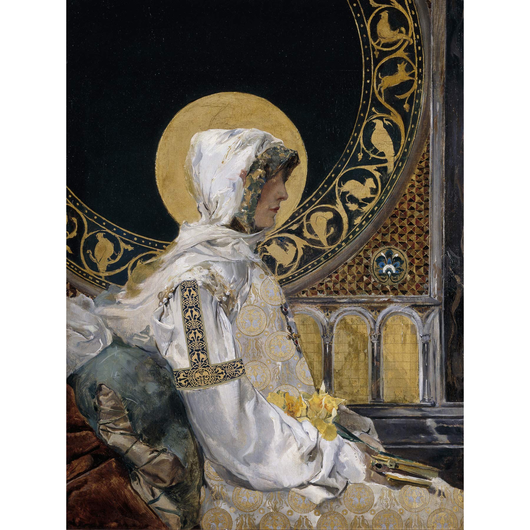 Artery8 Joaquin Sorolla Santa In Prayer 1888 Painting Premium Wall Art Canvas Print 18X24 Inch