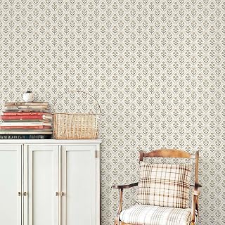 Dimoon 17.3''x78.7'' Peel and Stick Wallpaper Floral Beige Boho Neutral ...