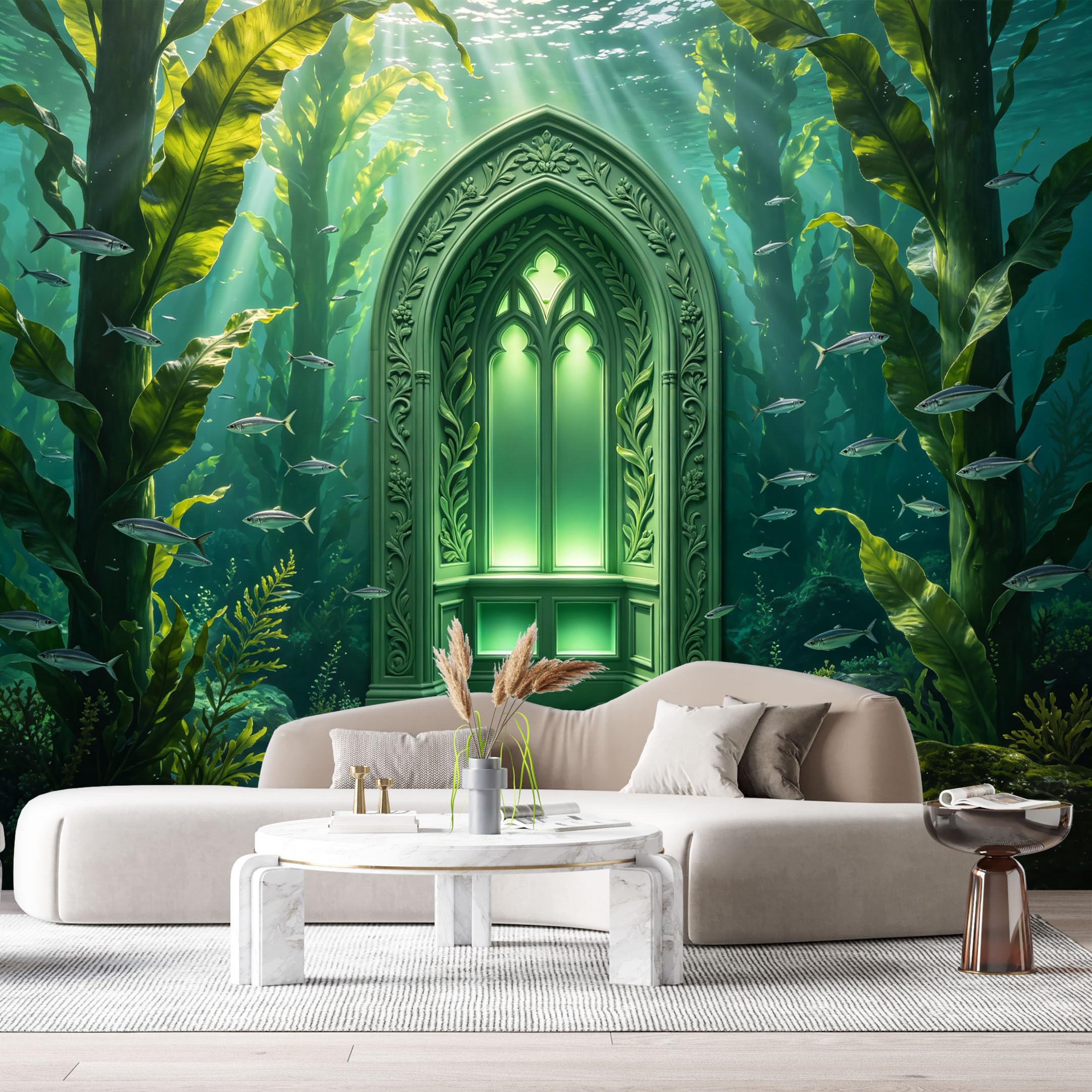 Custom Size Wall Murals Ocean Marine Gothic Kelp Forest 3D Trompe L'Oeil SelfAdhesiveWall Fabric Removable Wallpaper Wall Decor for Living Room Bedroom Bathroom