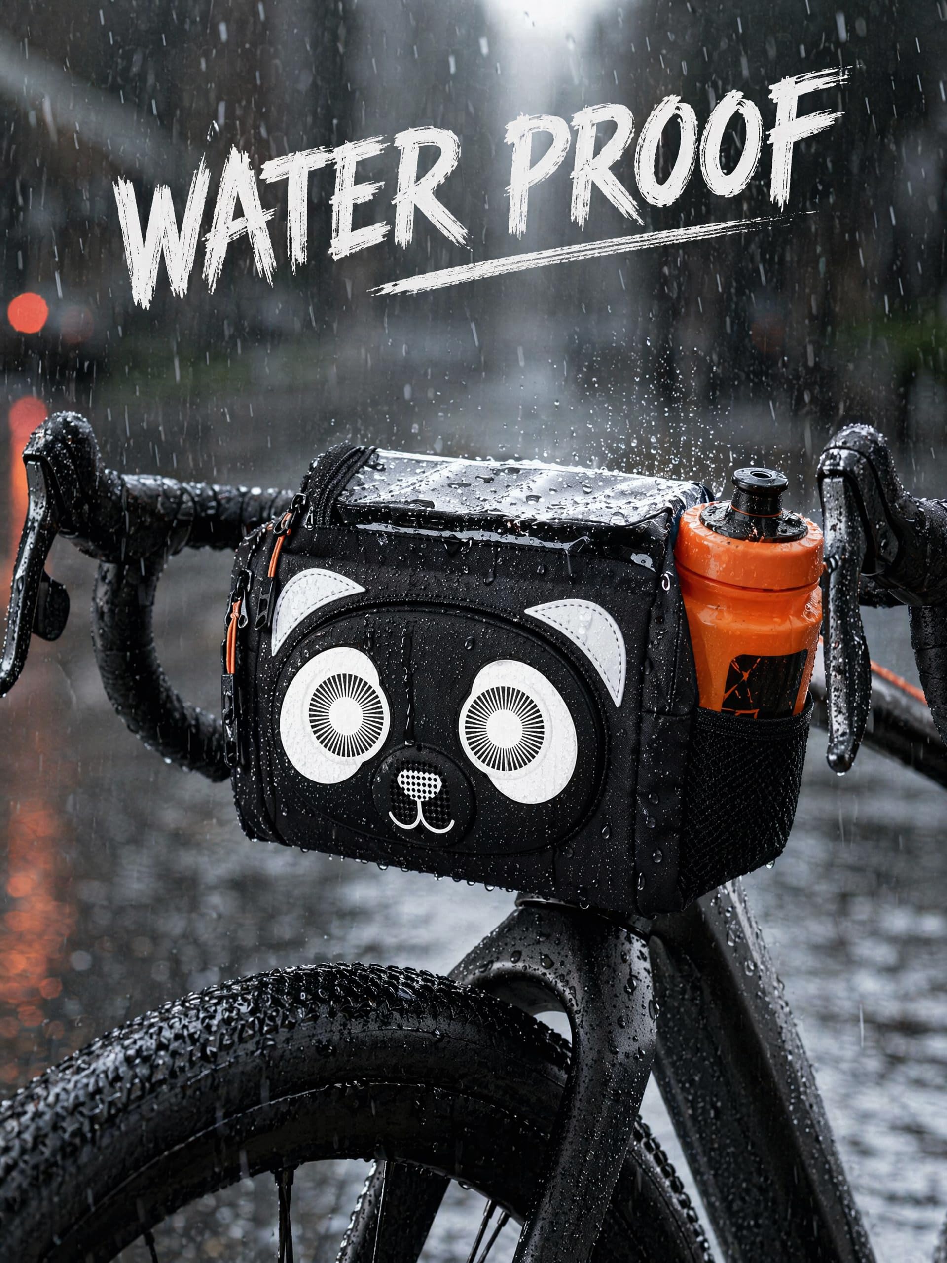 Sacoche Velo 6L avec Fonction Audio, Sac de Guidon de vélo avec écran Tactile Avant et bandoulière Amovible pour Tous Les téléphones avec Effets Lumineux colorés, étanche