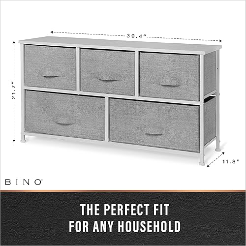 Miniatura 2 de BINO Organizador de tela de 5 cajones, gris claro, unidad organizadora de armario, torre de aparador, cajón de ropa y muebles de tocador, cajón