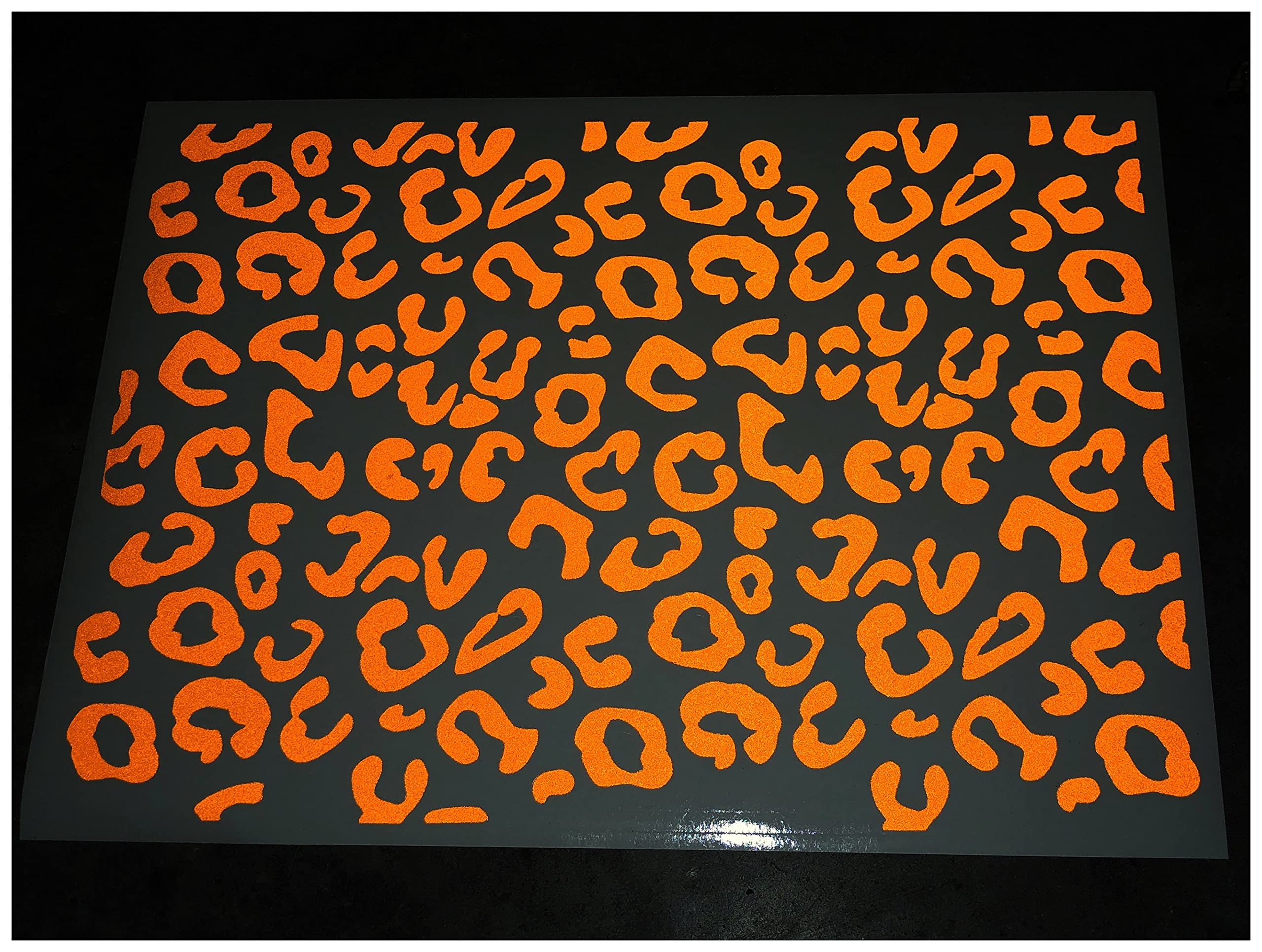 Veloviz Reflective A4 Leopard Print Sheet Die-Cut Vinyl Cargo Bike Stickers Decals (Orange)